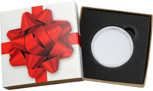 SilverTowne Natural Kraft Paper Gift Box with Red Bow Box Sleeve w/COA